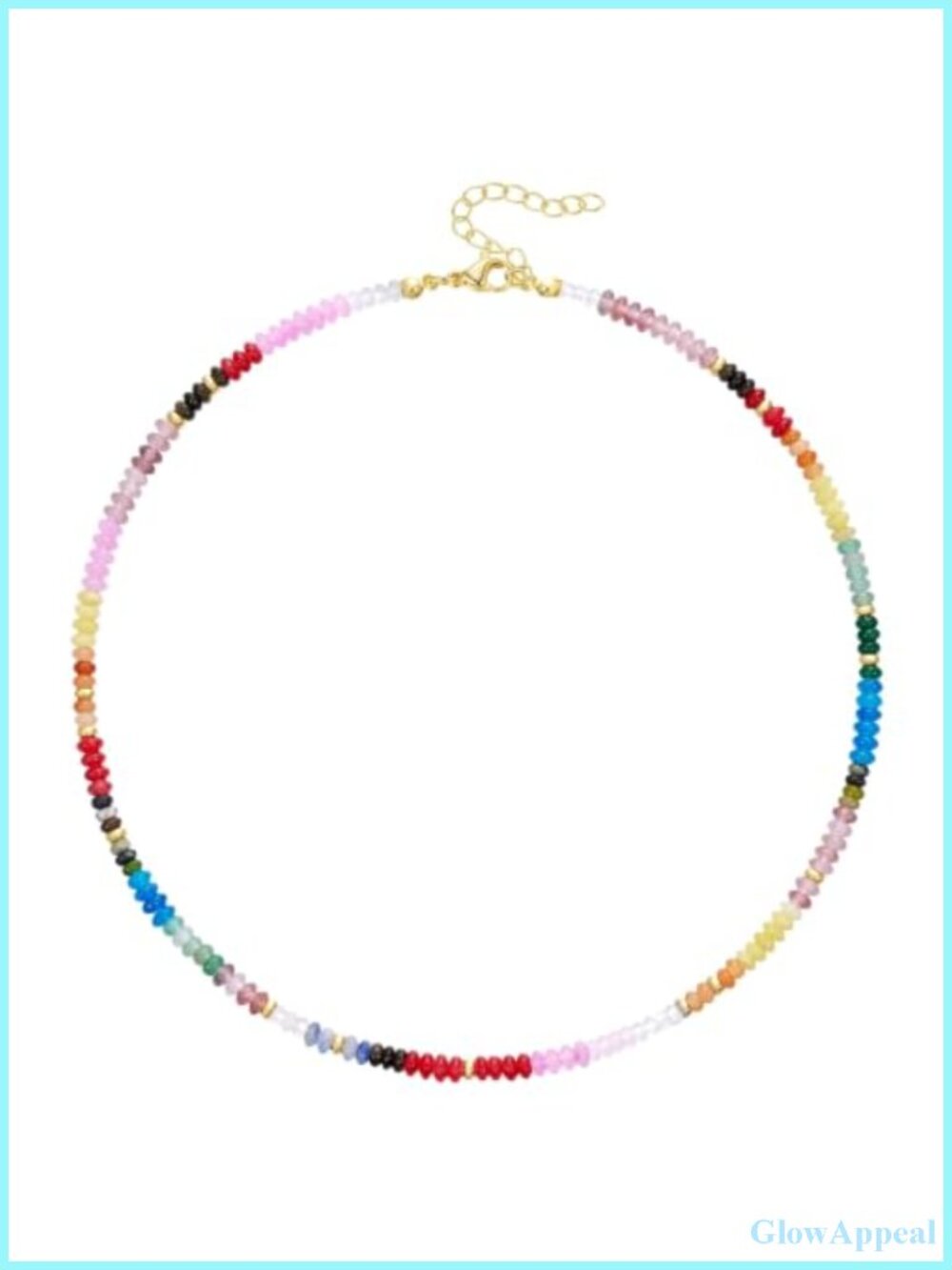 Beaded Choker Necklace Natural Stones 14K Gold Plated Adjustable Summer